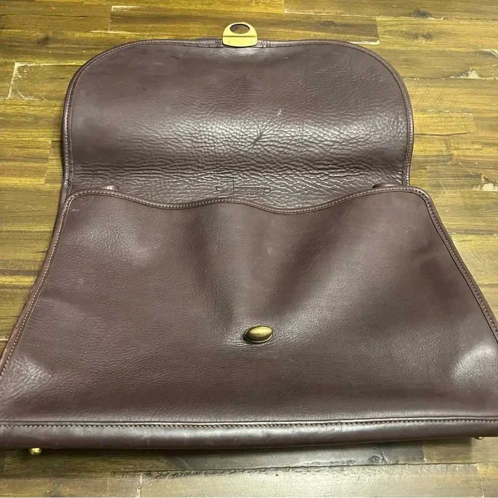 Jack Georges Brown Leather Turn Lock Briefcase Shoulder Bag Messenger
